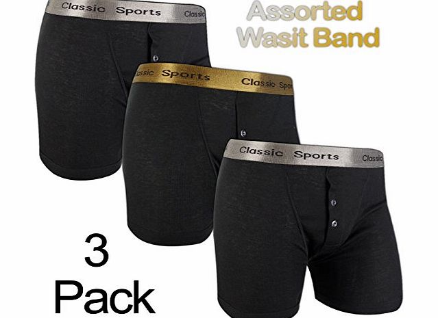 Classic Sports Mens Classic Sports Rib Boxers Black Pack of 3 M