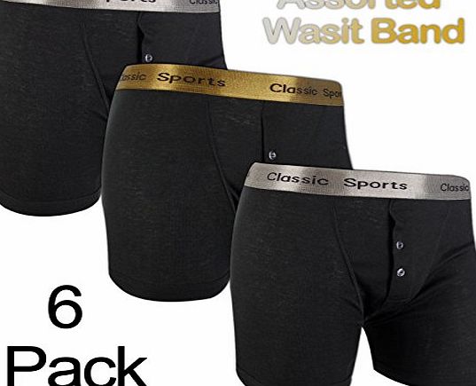 Classic Sports Mens Classic Sports Rib Boxers Black Pack of 6 M