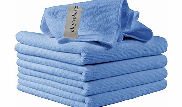 Clay:Roberts Microfibre Cloths 5 Pack Blue, Large Super Soft Clay:Roberts Premium Fibre, Washable Cloth Duster for Car, Motorbike, Domestic Appliances, Industrial use