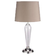 & Shiny Nickel Table Lamp with Taupe