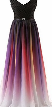 Clearbridal Womens Formal Chiffon Prom Dress Gradient Color Bandage Maxi Dress Bridesmaid Gown SD341 UK16