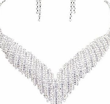 Clearbridal Womens Rhinestones Necklace Earrings Sets Bridal Jewelry for Wedding Prom and Evening Party 15057