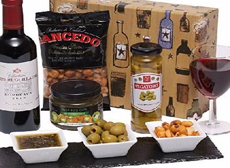 Clearwater Hampers Wine and Snacks Gift Box Hamper - Red Wine with Savoury Snacks Presented in a Luxury Gift Box