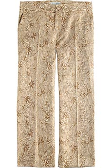 Vine print cropped brocade pants