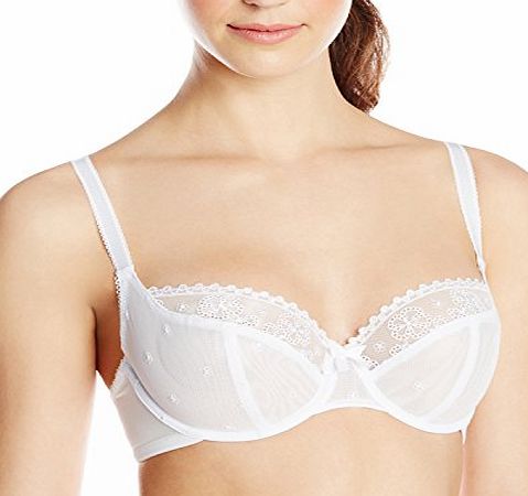 Cleo Womens Lucy Balconnet Full Cup Plain Everyday Bra, White, 32F
