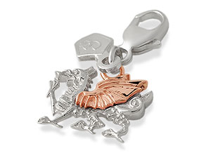 9ct Rose Gold And Silver Welsh Dragon