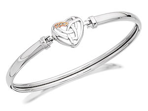 Silver And 9ct Rose Gold Diamond Heart