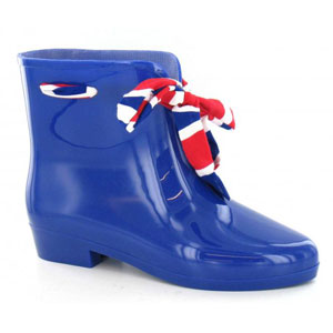 Flat Ankle Welly / Side Tie - Navy