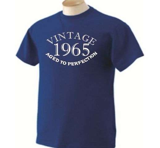 Clothes Universe Vintage 1965 Aged To Perfection Unisex Birthday T-Shirt In Royal Blue amp; White Motif XXL
