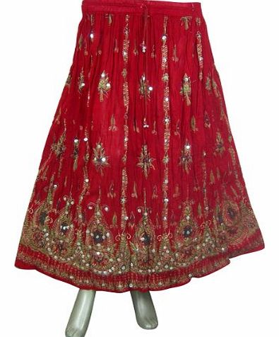 ClothesnCraft Womens Rayon Skirt Designer Spring Summer India Clothing (Red)