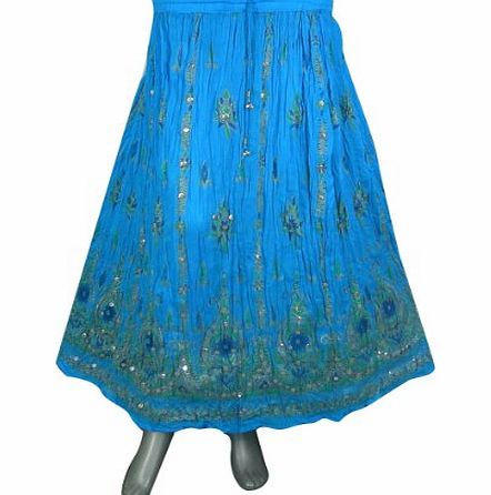 ClothesnCraft Womens Rayon Skirt Designer Spring Summer India Clothing (Turquoise)