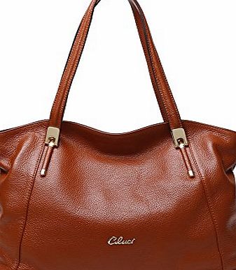 CLUCI Leather Handbags Designer Tote Shoulder Bag Satchel Purse for Women Brown