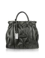 Goodie Bag - Pleated Leather Large Double Handle