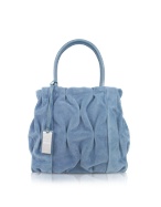 Goodie Bag - Pleated Suede and Leather Satchel Bag