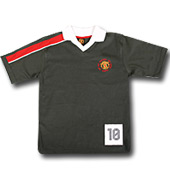 Manchester United Boys Short Sleeve V-Neck Top with Collar - Charcoal.
