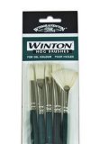 Winton Hog Brushes for Oil paints - Set of 5 Long Handled Brushes - by Winsor and Newton