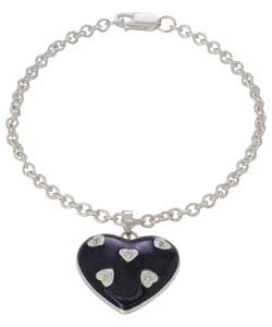 Coleen Sterling Silver Black Enamel and Cubic Zirconia