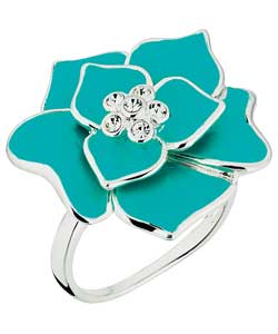 Coleen Sterling Silver Enamel Turquoise Flower Ring