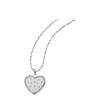Coleen Sterling Silver White Enamel and Crystal Heart
