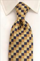 Navy / Gold Diamond Pure Silk Tie