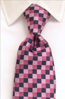 Navy / Pink Diamond Pure Silk Tie