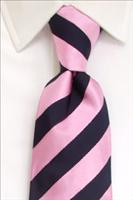 Navy / Pink Regimental Stripe Pure Silk Tie