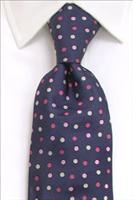 Navy / Pink Three Spot Pure Silk Tie