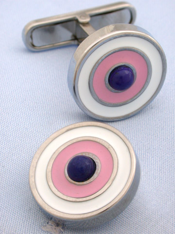 Coles White Pink and Lapis Target Cufflinks