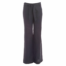 Black linen belted trousers