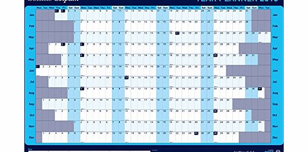 Collins A1 Year Wall Planner for 2015 - Blue