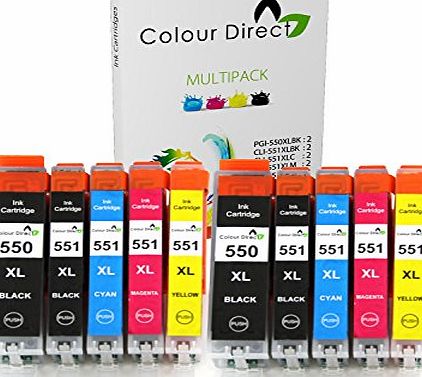 Colour Direct 10 XL Colour Direct Compatible Ink Cartridges Replacement For Canon CLI-551XL/ PGI-550XL Pixma iP7250 iP8750 iX6850 MG5450 MG5550 MG5650 MG6350 MG6450 MG6650 MG6600 MG7150 MG7550 MX725 MX925 Printers.