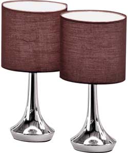 Colour Match Pair of Touch Table Lamps - Chocolate