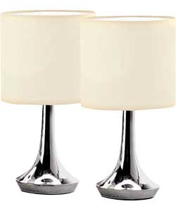 Match Pair of Touch Table Lamps - Cream