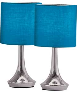 Colour Match Pair of Touch Table Lamps - Lagoon