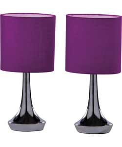 Colour Match Pair of Touch Table Lamps - Lavender