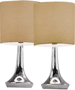 Colour Match Pair of Touch Table Lamps - Natural