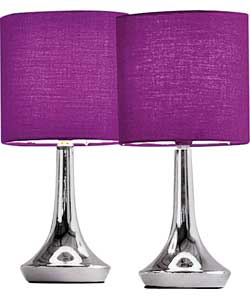 Colour Match Pair of Touch Table Lamps - Purple