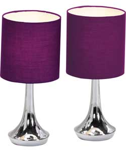 Colour Match Pair of Touch Table Lamps - True