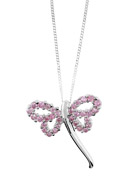9ct white gold pink cubic zirconia `Dragonfly`