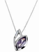9ct white gold purple and white cubic zirconia