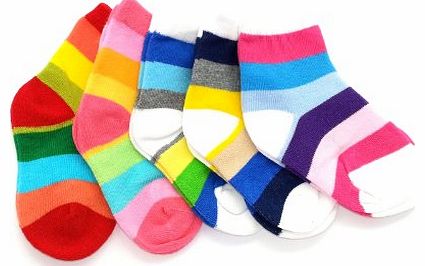 Colourful Baby World Baby Toddlers Kids 5-PACK RAINBOW SOCKS Age 1 to 12 (Age 6-8)