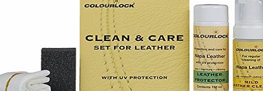 COLOURLOCK Leather Clean amp; Care Kit - 125ml Mild Leather Cleaner amp; 150ml Leather Protector for cleaning amp; protection of car interiors, leather furniture suite, sofa,settee, jackets, handba