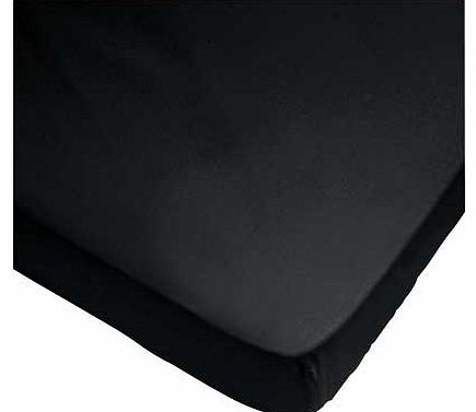 Jet Black Fitted Sheet - Double