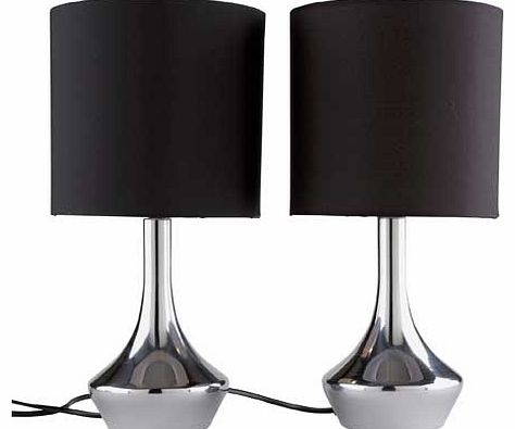 Pair of Touch Table Lamps - Jet Black