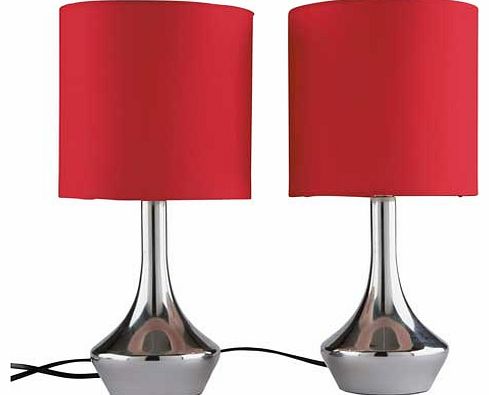 Pair of Touch Table Lamps - Poppy Red
