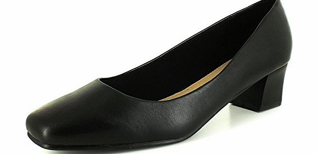 Comfort Plus New Womens/Ladies Black Wide Fitting Court Shoes.(4.5Cm Heel) - Black - UK 5