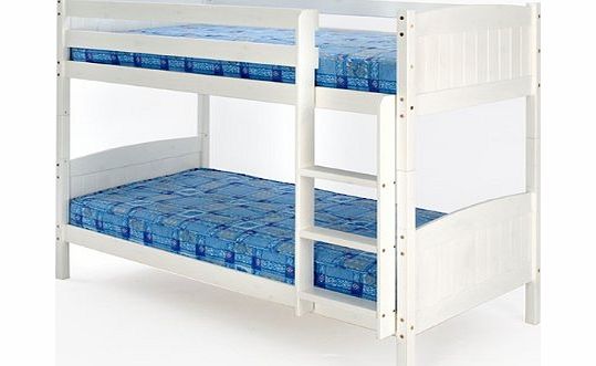 Comfy Living 3ft Single Bunk Bed White Wash Finish Solid Pine Wood Christopher