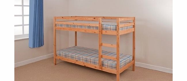 Comfy Living 3ft Single Wooden White Bunk Bed Zara   2 Mattresses