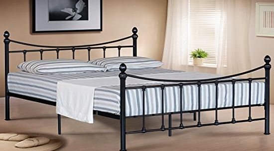 4FT6 DOUBLE METAL BED FRAME BEDSTEAD IN BLACK WITH MATTRESS