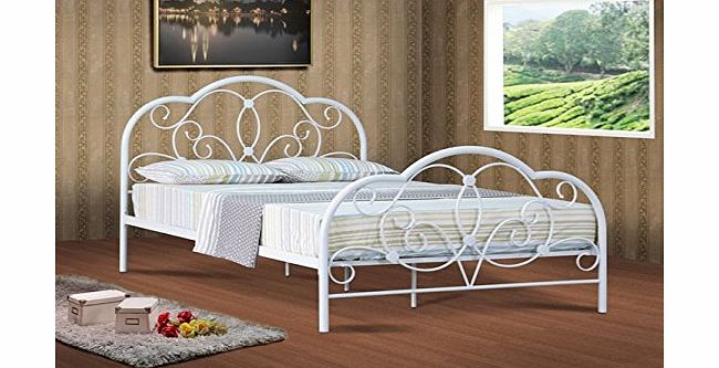 Alexis Classic 4ft Small Double white metal bed frame bedstead with Mattress